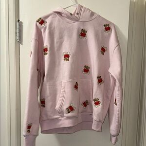Pink faded rose size small embroidered teddy bear sweat shirt